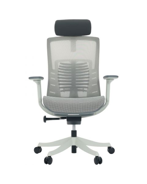 Cadeira de Escritório Comfy Spine Full Mesh Cinza, Braço 3D, Assento Deslizante e Relax