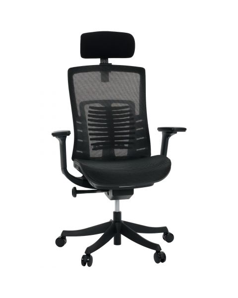 Cadeira de Escritório Comfy Spine Full Mesh Preta, Braço 3D, Assento Deslizante e Relax