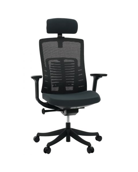 Cadeira de Escritório Comfy Spine Preta Mesh Cinza, Braço 3D, Assento Deslizante e Relax