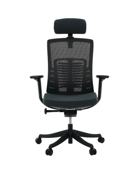 Cadeira de Escritório Comfy Spine Preta Mesh Cinza, Braço 3D, Assento Deslizante e Relax