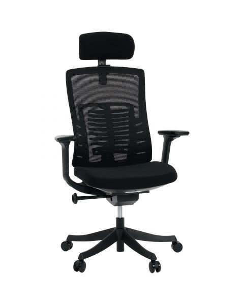 Cadeira de Escritório Comfy Spine Preta Mesh Preto, Braço 3D, Assento Deslizante e Relax