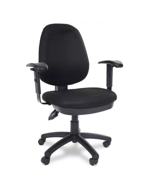 Cadeira de Escritório Comfy Start Estofada Preta, Giratória, Relax Avançado e Encosto Ajustável