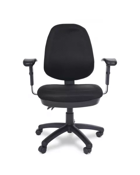 Cadeira de Escritório Comfy Start Estofada Preta, Giratória, Relax Avançado e Encosto Ajustável