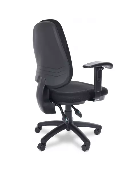 Cadeira de Escritório Comfy Start Estofada Preta, Giratória, Relax Avançado e Encosto Ajustável