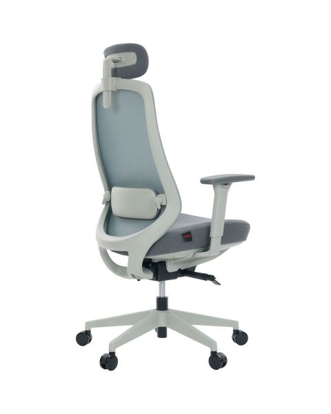 Cadeira de Escritório Comfy Tauris Cinza Tecido Verde Boreal, Braço 3D e Assento Deslizante