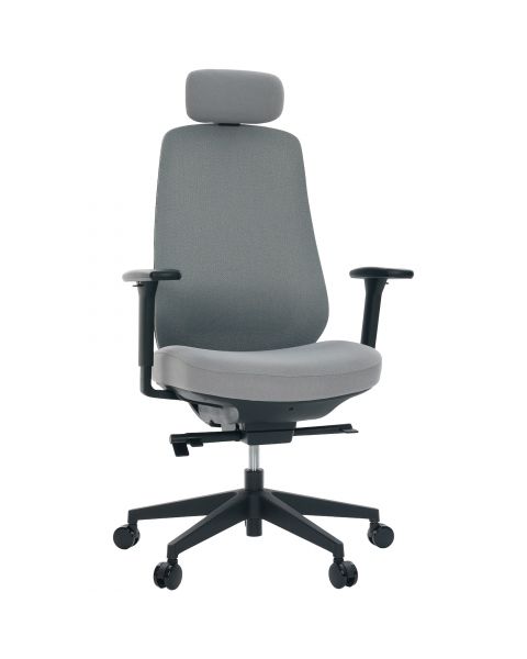 Cadeira de Escritório Comfy Tauris Preta Tecido Cinza, Braço 3D e Assento Deslizante