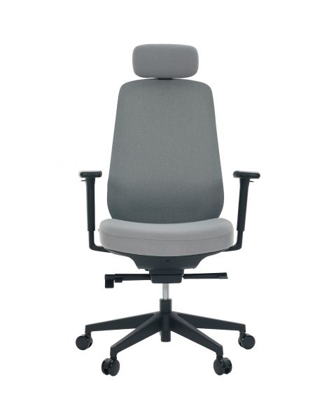 Cadeira de Escritório Comfy Tauris Preta Tecido Cinza, Braço 3D e Assento Deslizante