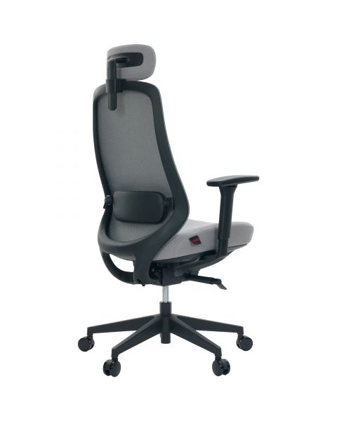 Cadeira de Escritório Comfy Tauris Preta Tecido Cinza, Braço 3D e Assento Deslizante