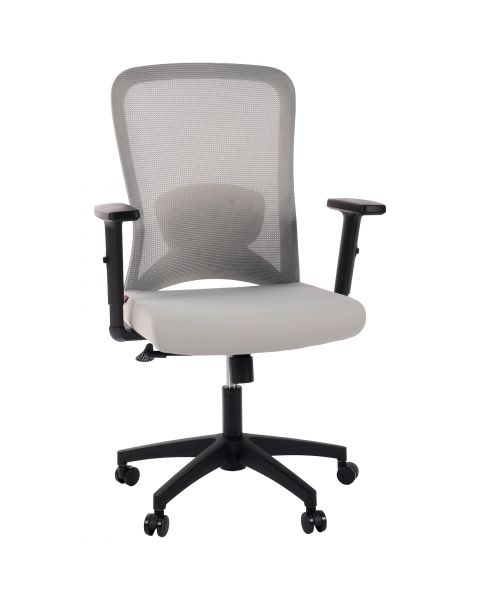 Cadeira de Escritório Comfy Trix Preta Mesh Cinza, Braço Ajustável e Relax