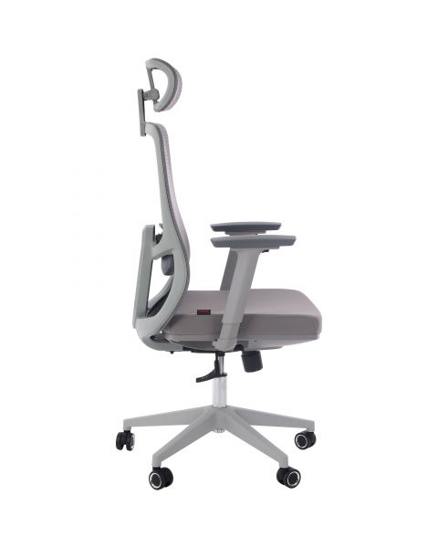 Cadeira de Escritório Comfy Turya Tela Mesh Cinza, Base Giratória e Braço 3D e Relax Avançado