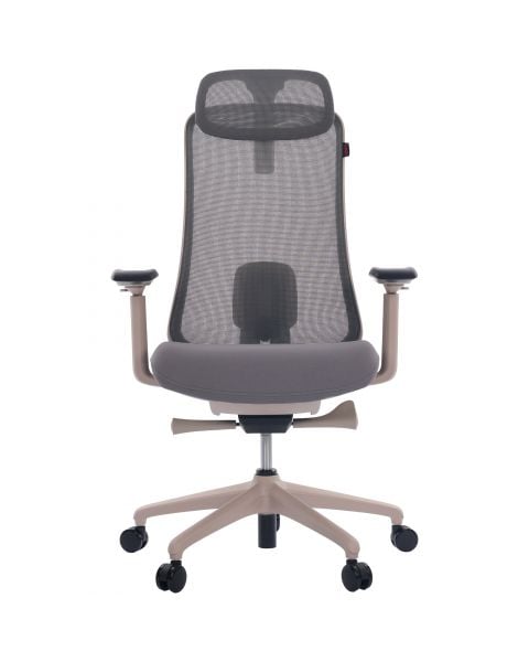 Cadeira de Escritório Comfy Veron Cinza e Champagne, Braço 4D, Mecanismo Synchro e Assento Slider