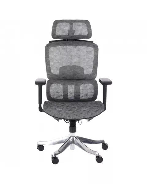 Cadeira de Escritório Comfy Vertex Tela Mesh Cinza, Braço 4D, Assento e Encosto Ajustáveis