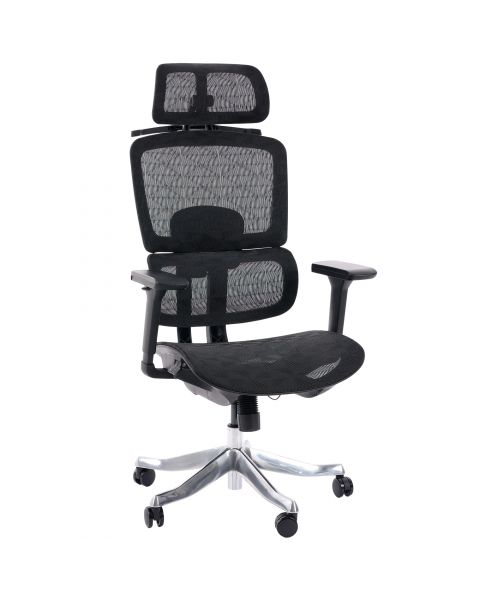 Cadeira de Escritório Comfy Vertex Tela Mesh Preta, Braço 4D, Assento e Encosto Ajustáveis