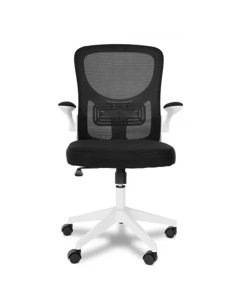 Cadeira de Escritório Flexy Way Branca Tela Mesh Preta, Base Giratória e Sistema Relax