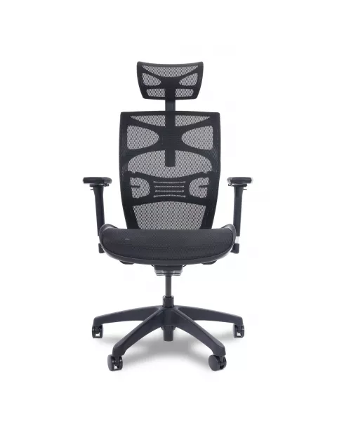 Cadeira de Escritório Comfy ZenFlow Tela Mesh Preta, Braço 4D, Relax Synchro Tilt