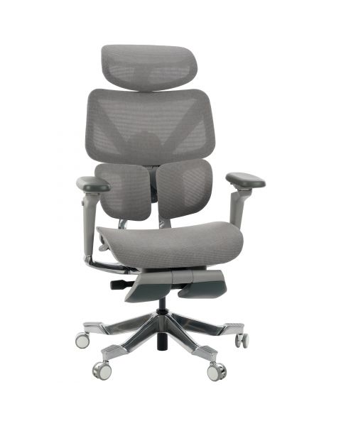 Cadeira de Escritório Comfy Zenith Aluminium Cinza, Braço 6D, Mecanismo Wire e Adaptive