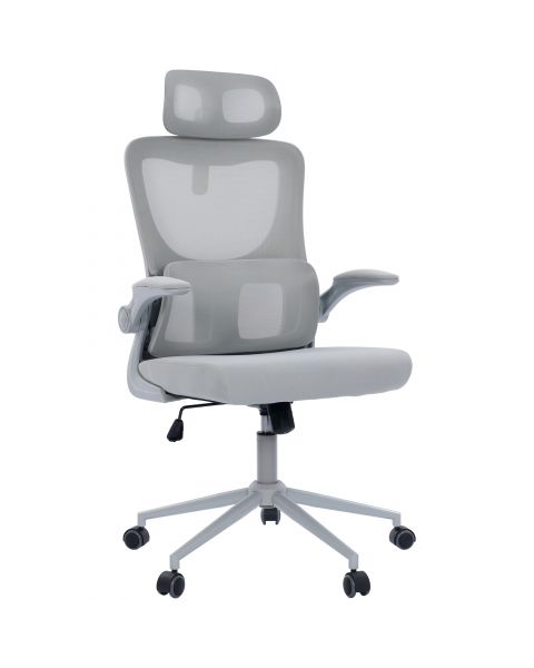 Cadeira de Escritório Flexy Focus Cinza Tela Mesh Cinza Base Giratória e Sistema Relax