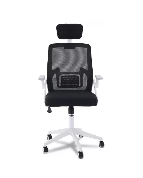 Cadeira de Escritório Flexy Lush Branca Tela Mesh Preta, Base Giratória e Sistema Relax
