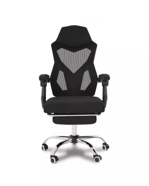 Cadeira de Escritório Flexy Evo Preta Tela Mesh Preta, Giratória, Descanso de Pés e Relax