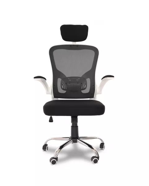 Cadeira de Escritório Flexy Way Plus Branca Tela Mesh Preta, Base Giratória e Sistema Relax