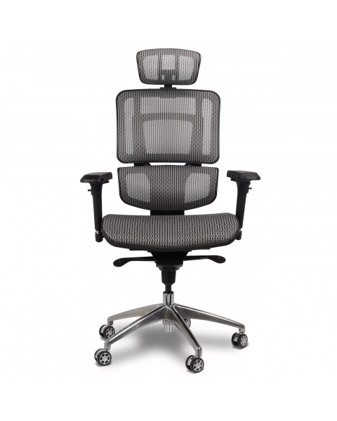 Cadeira de Escritório Comfy Ergofy Tela Mesh Cinza, Base Giratória em Alumínio, 10 Regulagens