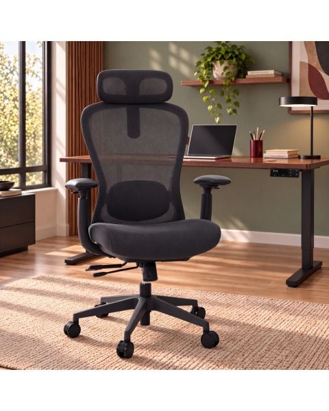 Cadeira Ergonômica Comfy Pulse All Black Tela Mesh Assento Injetado Deslizante e Relax Avançado