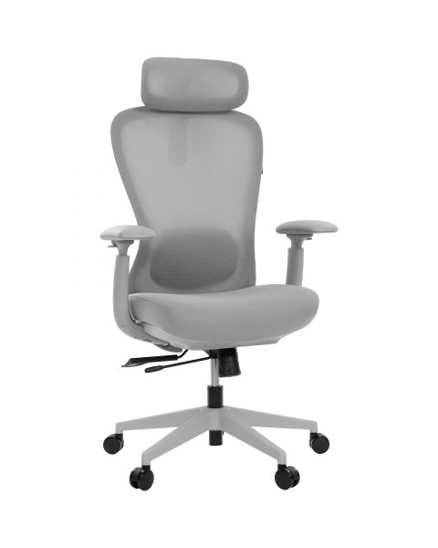 Cadeira Ergonômica Comfy Pulse Cinza Quartz Tela Mesh Assento Injetado Deslizante e Relax Avançado