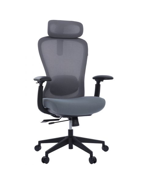 Cadeira Ergonômica Comfy Pulse Preta Tela Mesh Cinza Assento Injetado Deslizante e Relax Avançado