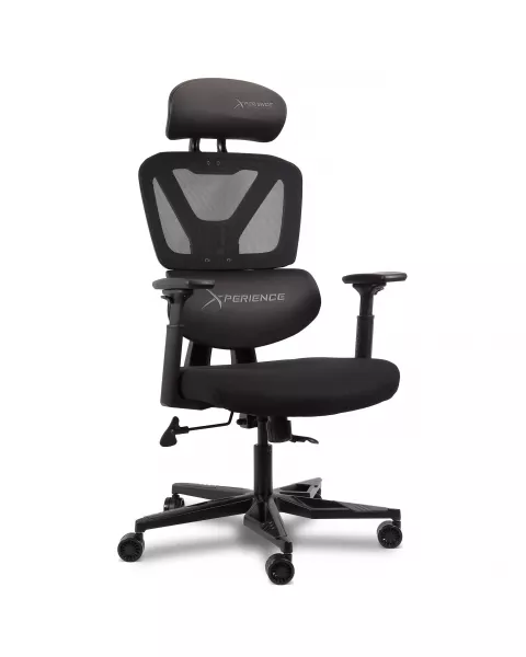 Cadeira Gamer Xperience Flow Tela Mesh e PU Preto, Base Alumínio, Braço 2D e Relax Avançado