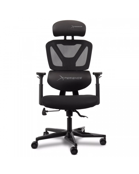 Cadeira Gamer Xperience Flow Tela Mesh e PU Preto, Base Alumínio, Braço 2D e Relax Avançado