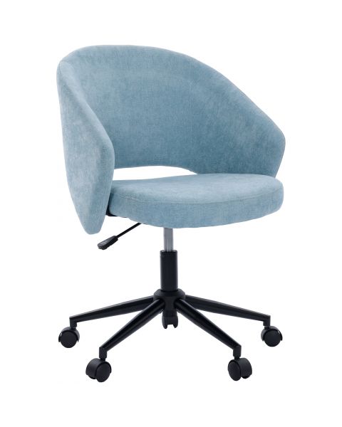 Cadeira Giratória Comfy Lume Base Metal e Linho Light Blue