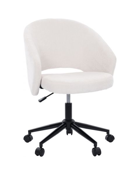 Cadeira Giratória Comfy Lume Base Metal e Linho Off White