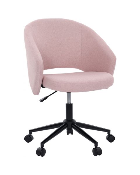 Cadeira Giratória Comfy Lume Base Metal e Linho Rosê