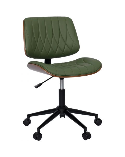 Cadeira Giratória Comfy Sierra Base Metal Estrutura em Madeira e Matelassê Forest Green