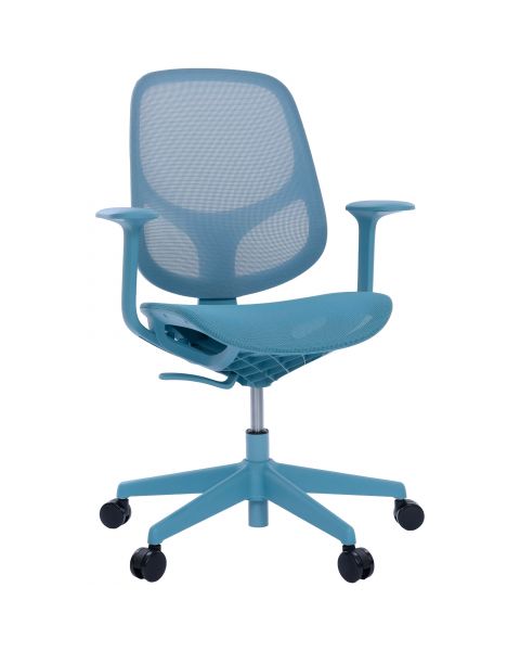 Cadeira Giratória Ergonômica Comfy Wiz Azul Breeze Full Mesh Altura Ajustável