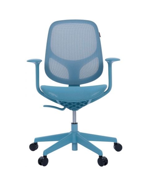 Cadeira Giratória Ergonômica Comfy Wiz Azul Breeze Full Mesh Altura Ajustável