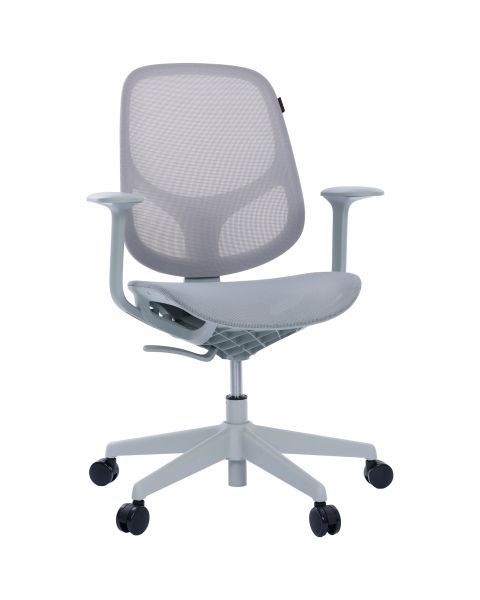 Cadeira Giratória Ergonômica Comfy Wiz Cinza Mist Full Mesh Altura Ajustável