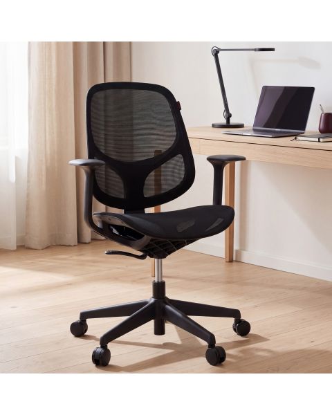 Cadeira Giratória Ergonômica Comfy Wiz Preto Onyx Full Mesh Altura Ajustável