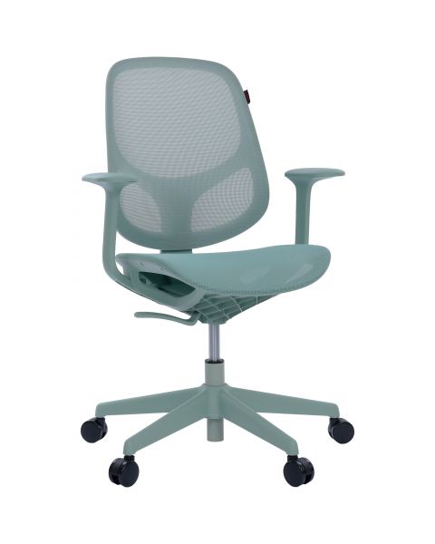 Cadeira Giratória Ergonômica Comfy Wiz Verde Sálvia Full Mesh Altura Ajustável
