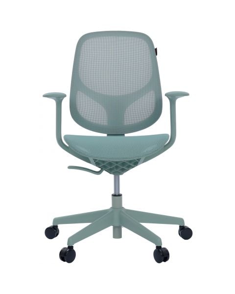 Cadeira Giratória Ergonômica Comfy Wiz Verde Sálvia Full Mesh Altura Ajustável