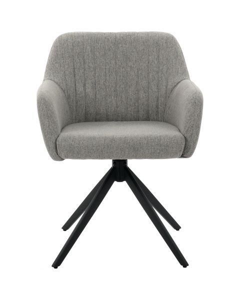 Cadeira Giratória Flexy Clari Base Metal Estofada em Linho Cinza