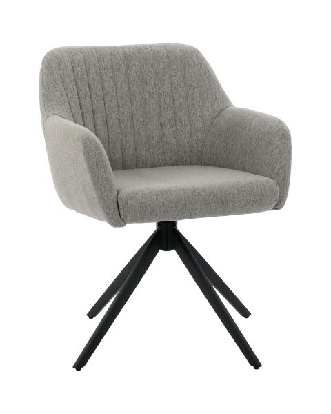 Cadeira Giratória Flexy Clari Base Metal Estofada em Linho Cinza