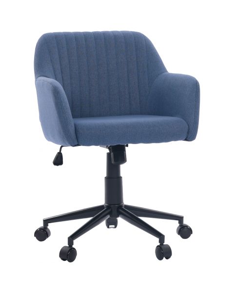 Cadeira Giratória Flexy Clari SW Base Metal Estofada em Linho Azul Indigo