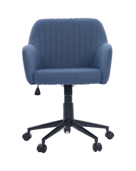 Cadeira Giratória Flexy Clari SW Base Metal Estofada em Linho Azul Indigo