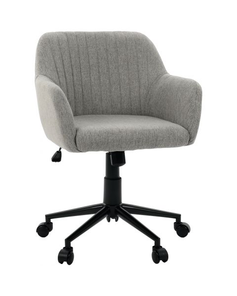 Cadeira Giratória Flexy Clari SW Base Metal Estofada em Linho Cinza