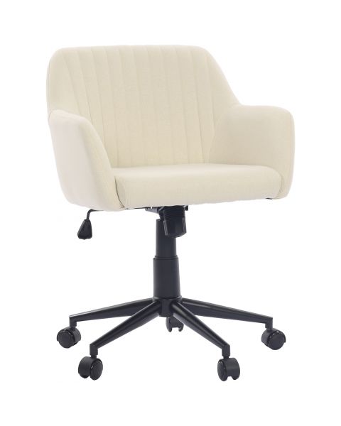 Cadeira Giratória Flexy Clari SW Base Metal Estofada em Linho Creme