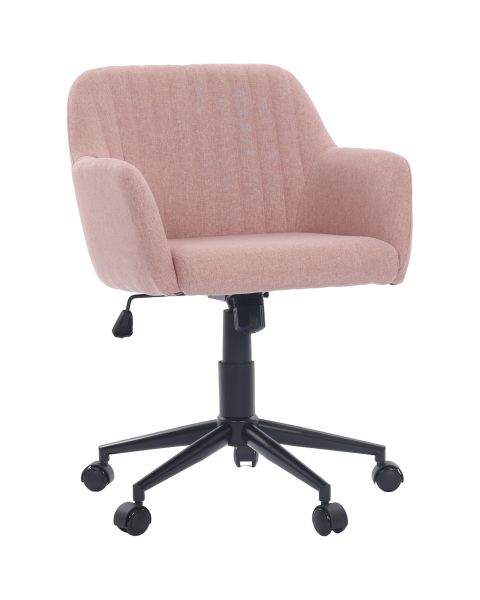 Cadeira Giratória Flexy Clari SW Base Metal Estofada em Linho Rose Gold