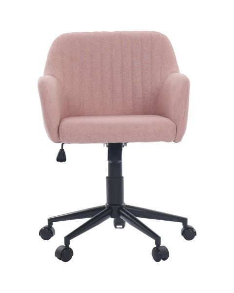 Cadeira Giratória Flexy Clari SW Base Metal Estofada em Linho Rose Gold