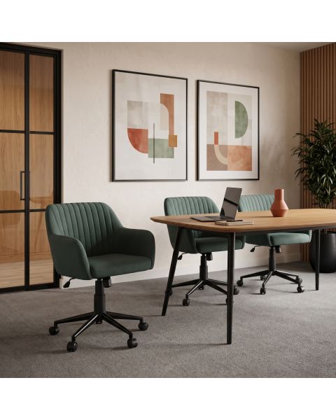 Cadeira Giratória Flexy Clari SW Base Metal Estofada em Linho Verde
