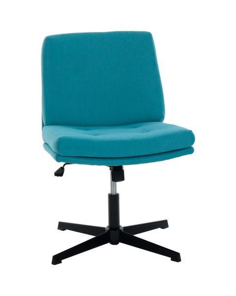 Cadeira Giratória Flexy Coris Base Preta e Tecido Azul Mediterrâneo